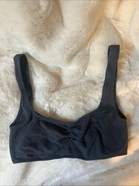Black Ribbed Bralette Crop Top - Women Intimates